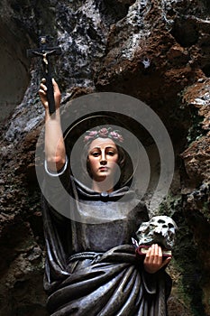 Statue of santa rosalia, painted wood photo