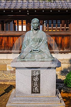 Statue of Sawaki Kodo Roshi at Sengakuji Temple in Tokyo, Japan