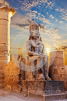 Statue of Seated Rameses II in Luxor Temple, Egypt