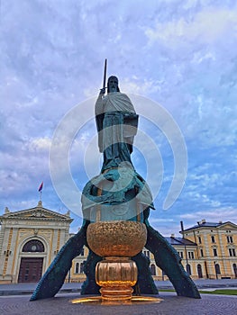 statue of the serb king the stefan builder