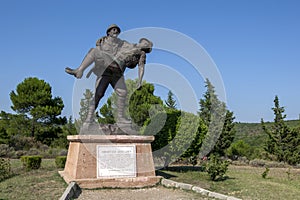 The statue showing Turkish soldier Mehmetcige Saygi Aniti.