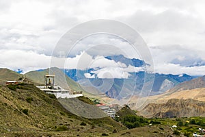 Statue of Siddhartha Gautam Buddha overlooking the Muktinath Village in Upper Mustang, Nepal