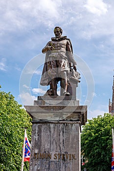 Statue of Simon Stevin, the Flemish mathematician, scientist and music theorist in Bruges, Belgium