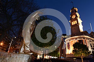 Statue of Sir Dove-Myer Robinson in Aotea Square in Auckland NZL