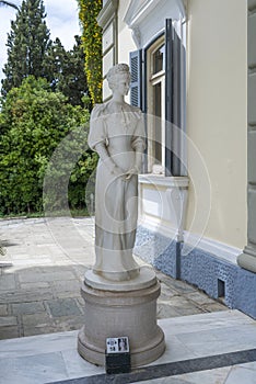 Statue of Sissi in Achilleion palace in Gastouri, Corfu island in Greece