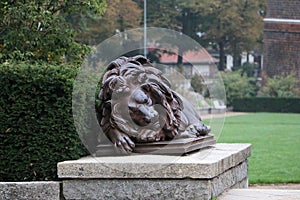 Statue of a sleeping lion
