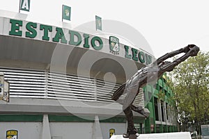 Statue and Estadio Leon, Leon, Guanajuato.