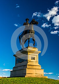 Statue of a soldier on horseback at Gettysburg, Pennsylvania.