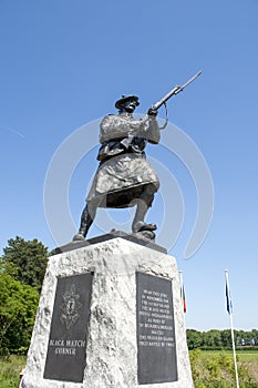 A Statue of soldier ww1 royal highlanders in flanders fields belgium