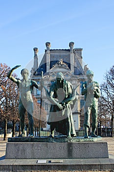 Statue of the sons of Cain in the Tuileries Garden, Paris, France