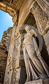 Statue of Sophia Wisdom at the Library of Celsus in the Ancient Greek City Of Ephesus, Turkey.