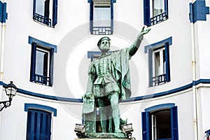 Statue of the Spanish explorer Sebastian Elcano in his hometown, Guetaria