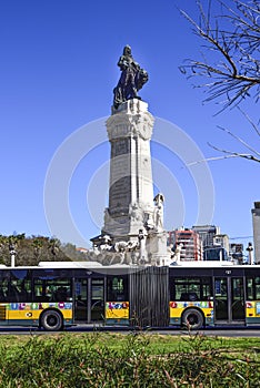 Statue in the square, marques de pombal in Lisbon
