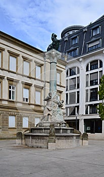 Statue on the Square Place d Armes in the Capital of Luxemburg photo