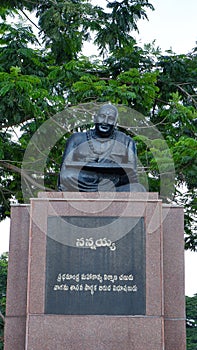 Statue of Sree Nannayya famous poet of South india, who translated Mahabharata from Sanskrit to local language