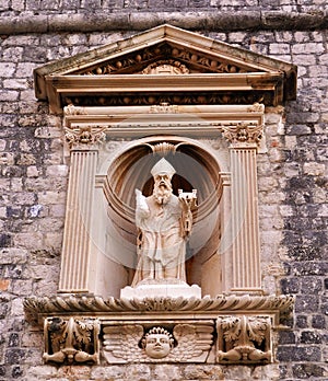 A statue of St Blaise, the patron saint of Dubrovnik,