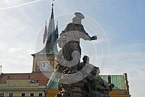Statue of St. Ivo of Kermartin, Charles Bridge, Prague,Czech Republic photo