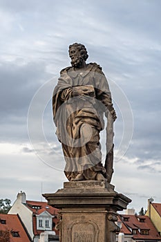 Statue of St. Jude Thaddeus at Charles Bridge - Prague, Czech Republic