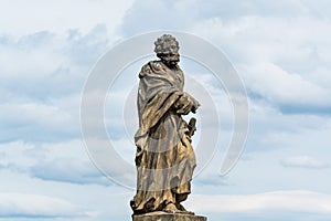 Statue of St. Jude Thaddeus on the Charles bridge, Prague â€“ Sculpted by Jan OldÅ™ich Mayer in 1708.depicts St. Jude holding a