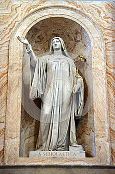 Statue of St Scholastica at Basilica Papale San Paolo fuori le Mura