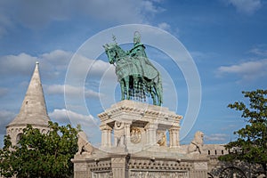 Statue of St Stephen at Fishermans Bastion - Budapest, Hungary