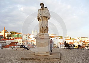 Statue of St. Vincent at the Miradouro das Portas do Sol View Point, Alfama, Lisbon, Portugal photo