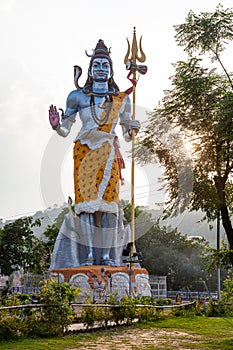 Statue of standing Lord Shiva, Hidu God at Har ki Pauri in Uttarakhand, India