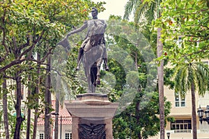 Statue of the state founder Simon Bolivar in Bolivar Park Plaza