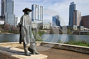 The statue of stevie ray vaughan in austin texas