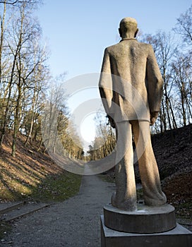 Statue of stone man at camp amersfoort in the netherlands
