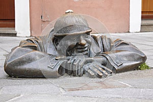 Statue of street worker in Bratislava