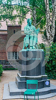 statue of SÃÂ¸ren Kirkegaard in the Bibliotekshaven. The Royal Librarys Garden. Copenhagen. Denmark photo