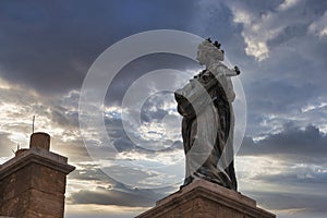 Statue of the Terpsichore, the muse of dance at roof of the Clarendon building