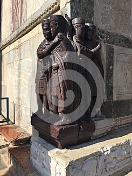 Statue of Tetrarchs at the St Mark`s Basilica, Venice