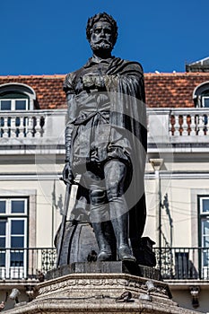 Statue of Luis Vaz de Camoens in Lisbon, Portugal