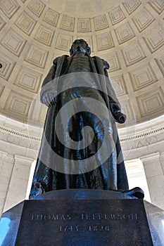 Statue of Thomas Jefferson Memorial view from bottom. Washington DC, USA.