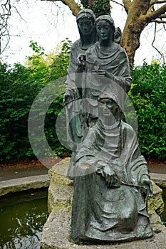 Statue of the Three Fates in St. Stephen`s Green, Dublin, Irelan