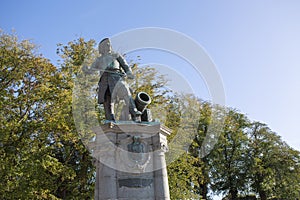 Statue of Thunder Shield in the Harbor in Oslo, Norway