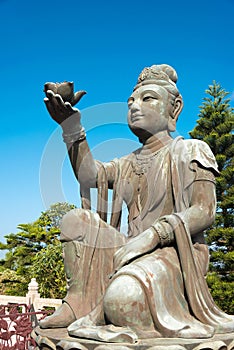 Statue at Tian Tan Buddha. a famous Tourist spot in Ngong Ping, Hong Kong.