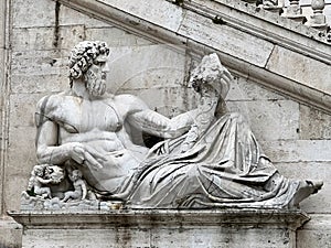 Statue of Tiberinus on the Campidoglio in Rome, Italy