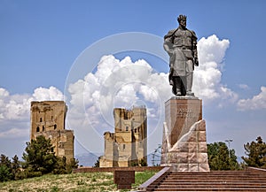 Statue of Timur in Shahrisabz, Uzbekistan photo