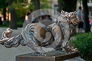 Statue to the cat Panteleimon in Kyiv Ukraine