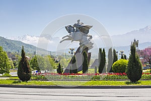 Statue to the great commander Issa Pliev sitting on a horse in Vladikavkaz photo