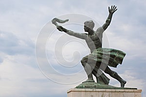 Statue of torch-bearer on Gellert Hill, Budapest