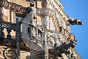 statue at the tower of the Kilian Church in Heilbronn Germany