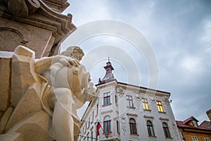 Statue in the town square of Ljubljana