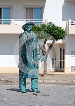 Statue of a Tradition Fisherman, Fuseta, Eastern Algarve, Portugal.
