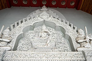 Statue is at traditional temple