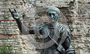 statue of Trajan, Tower hill, England, UK