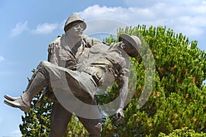 Statue Of A Turkish Soldier Carrying Australian Soldier, Canakkale, Turkey